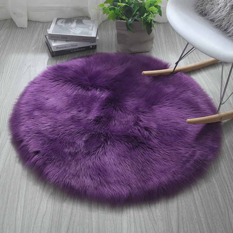 Round Soft Faux Sheepskin Fur Area Rugs for Bedroom Living Room Floor Shaggy Plush Carpet White Home Floor Mat Rug Bedside Rugs