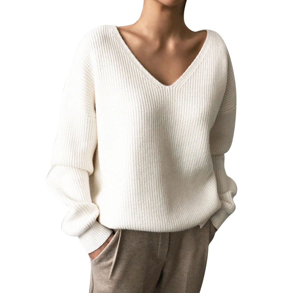 Золотые руки Твердые с длинным рукавом v-образным вырезом пуловер Женский вязаный свитер осень зима женский модный Повседневный брендовый