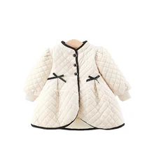 High Quality Winter Baby Girl Warm Cotton Jacket Kids Girls Coat Thick Bow Baby Clothes Parkas Outwear White Black Clothes