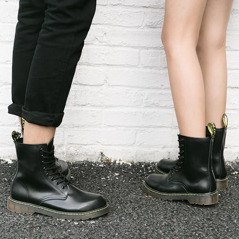 

2019 New Style Spring Hight-top Casual Shoes Men's England Workwear Trend Elevator Genuine Leather Boots Couples Martin Boots