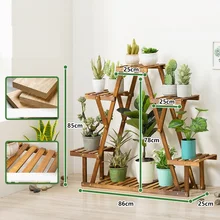 

Wooden Flower Shelf Multi-layer Indoor Outdoor Planter Display Balcony Decor Rack Living Room Simple Flower Pot Multilayer Rack