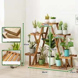 Étagère à fleurs en bois multi niveaux, présentoir de jardinières d'intérieur et d'extérieur, présentoir de décoration de balcon, support de Pot de fleurs Simple 