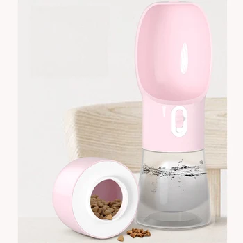 

2 in 1 Dog Water Food Feeder Portable Outdoor Drinking Bowl Snack Storage Useful Pet Accessories Pet Travel Bottle