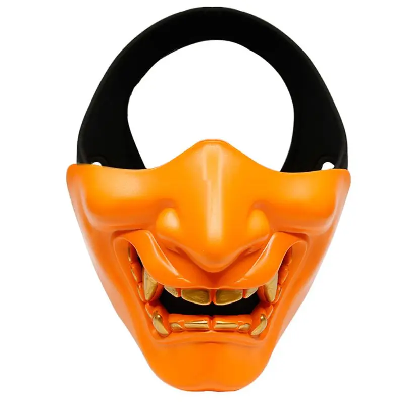 Half Face Mask Cosplay Kabuki Samurai Devil Tactical Halloween Party Festival Prom COS Devil Horror Face - Цвет: Orange