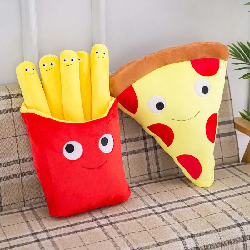 Baby Pillow Simulation Food Fries Pillow Pizza Plush Toys Kids Dolls Birthday Gift Present Children Toy Soft Cushion Boy