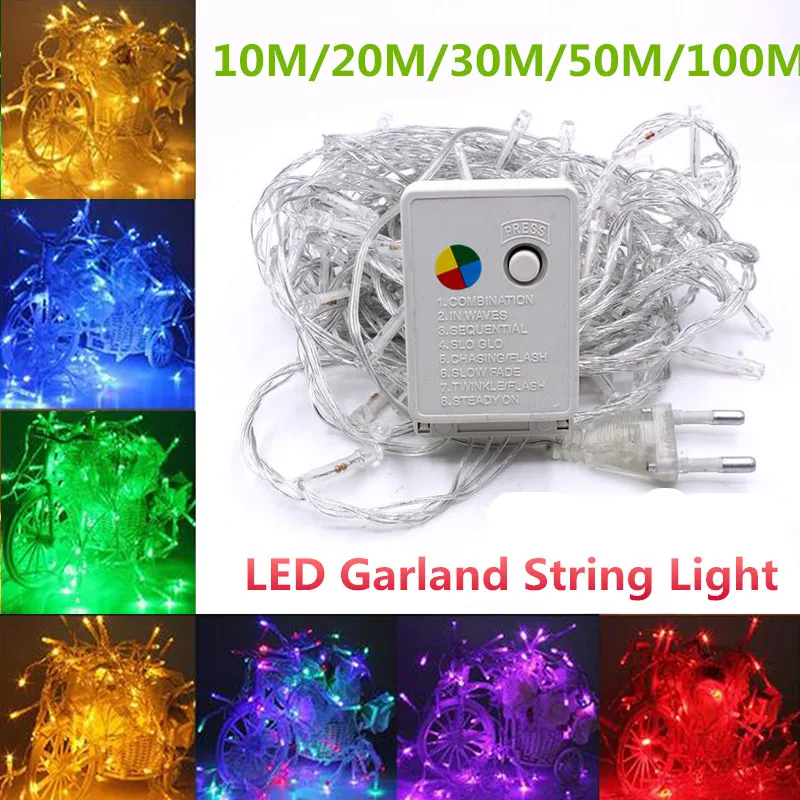 

christmas led string lights 10M/20M/30M/50M/100M Led Guirlande String Fairy licht 8 Modus Christmas Light Vakantie Wedding Party