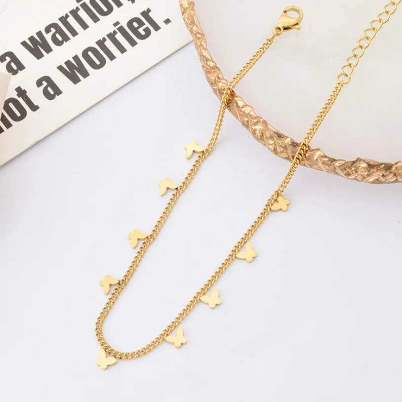 Ankle Chains 316L Stainless Steel Fashion Jewelry Minimalism Casual Gold Color Many Butterflies Charm Chain Anklet For Women Tobilleras