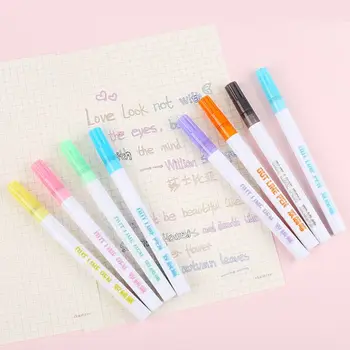 

8Pcs Colorful Double Line Outline Pen Gift Card Writing Drawing Pens Stationery 19QA