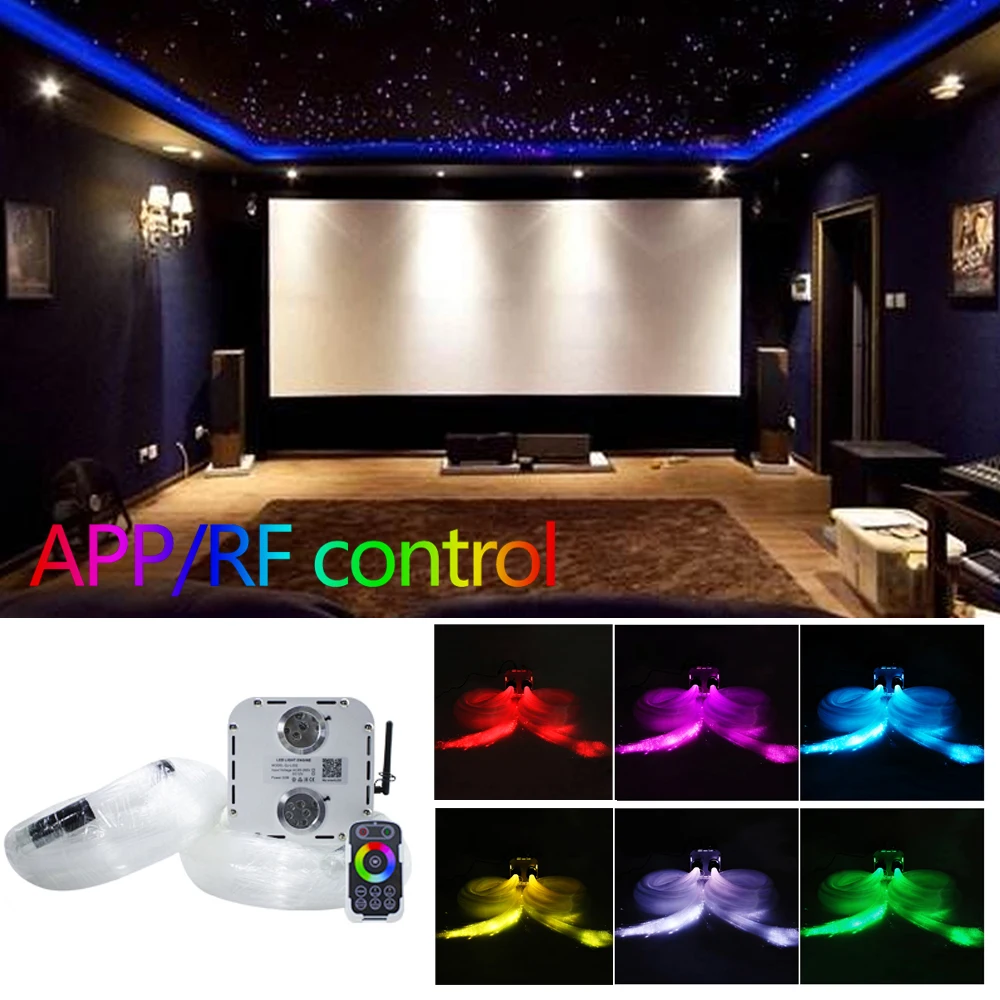  Fiber Optic Light Twinkle RGB LED 32W Smartphone APP Bluetooth Control 830pcs(0.75mm+1.0mm+1.5mm+2.