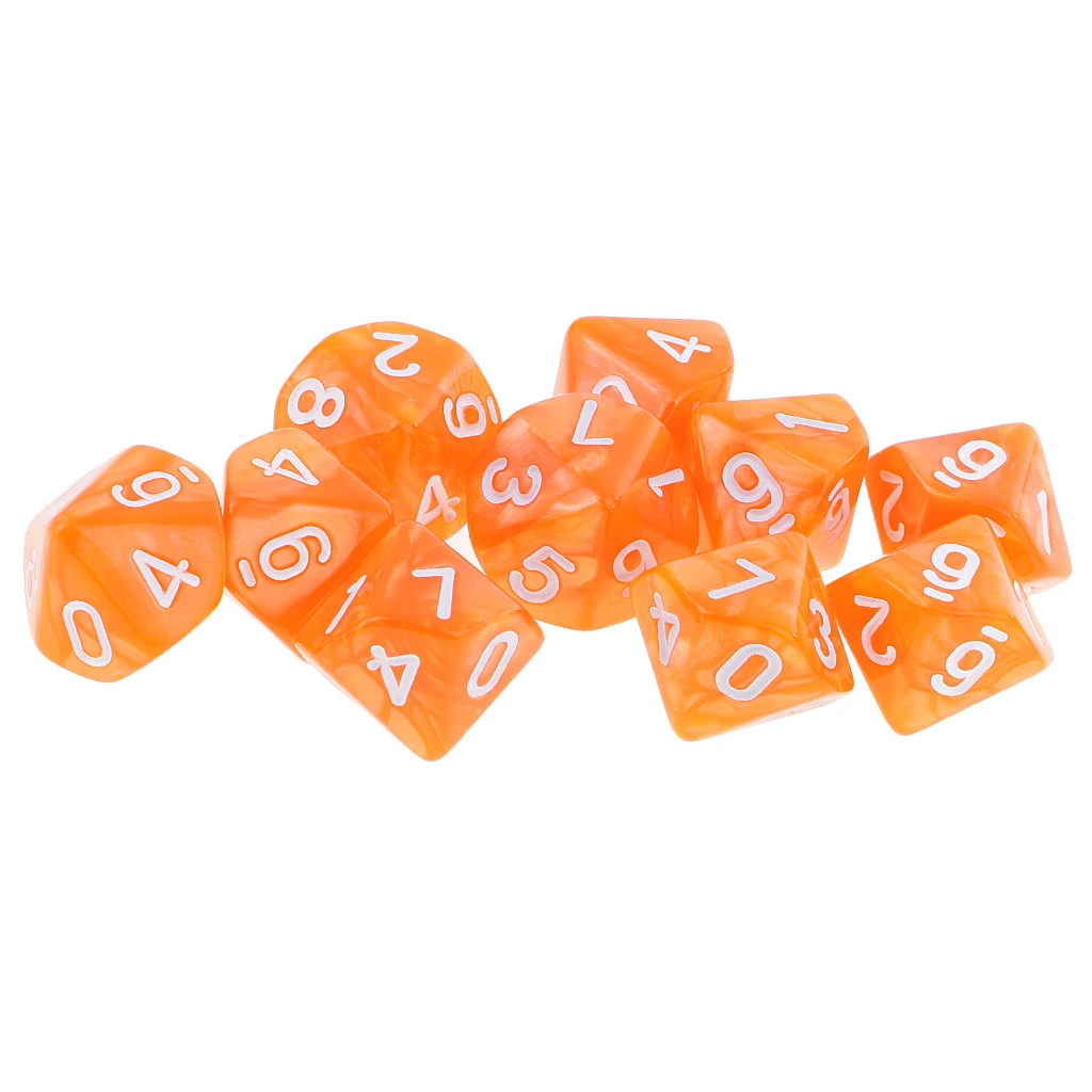 10PCS D10 Polyhedral Dice 10 Sided Dice for Dungeons and Dragons Table Game Board Game Dice Party Gambling Dices 