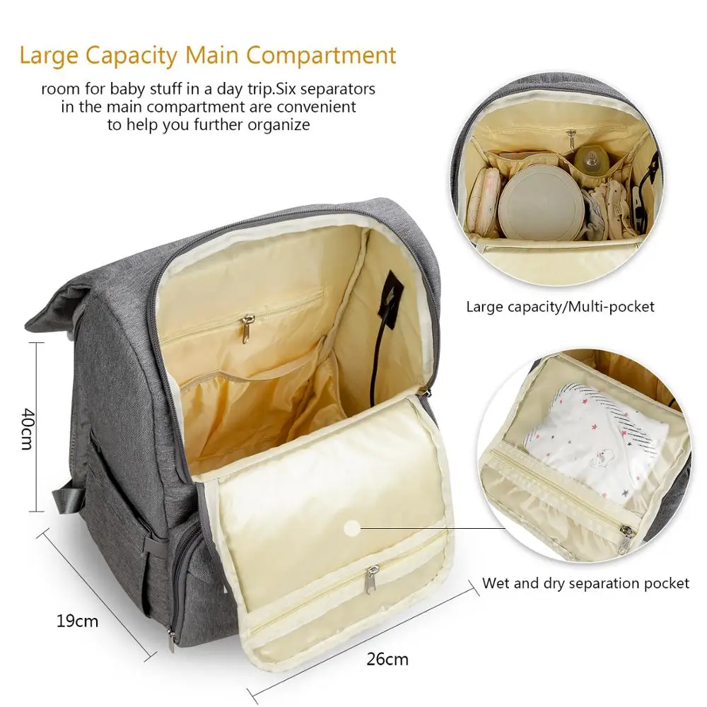 New 2020 Diaper Bag Waterproof Oxford  Large Capacity Travel Backpack Maternity Baby Bag Backpack for Mom & Dad With USB Charge