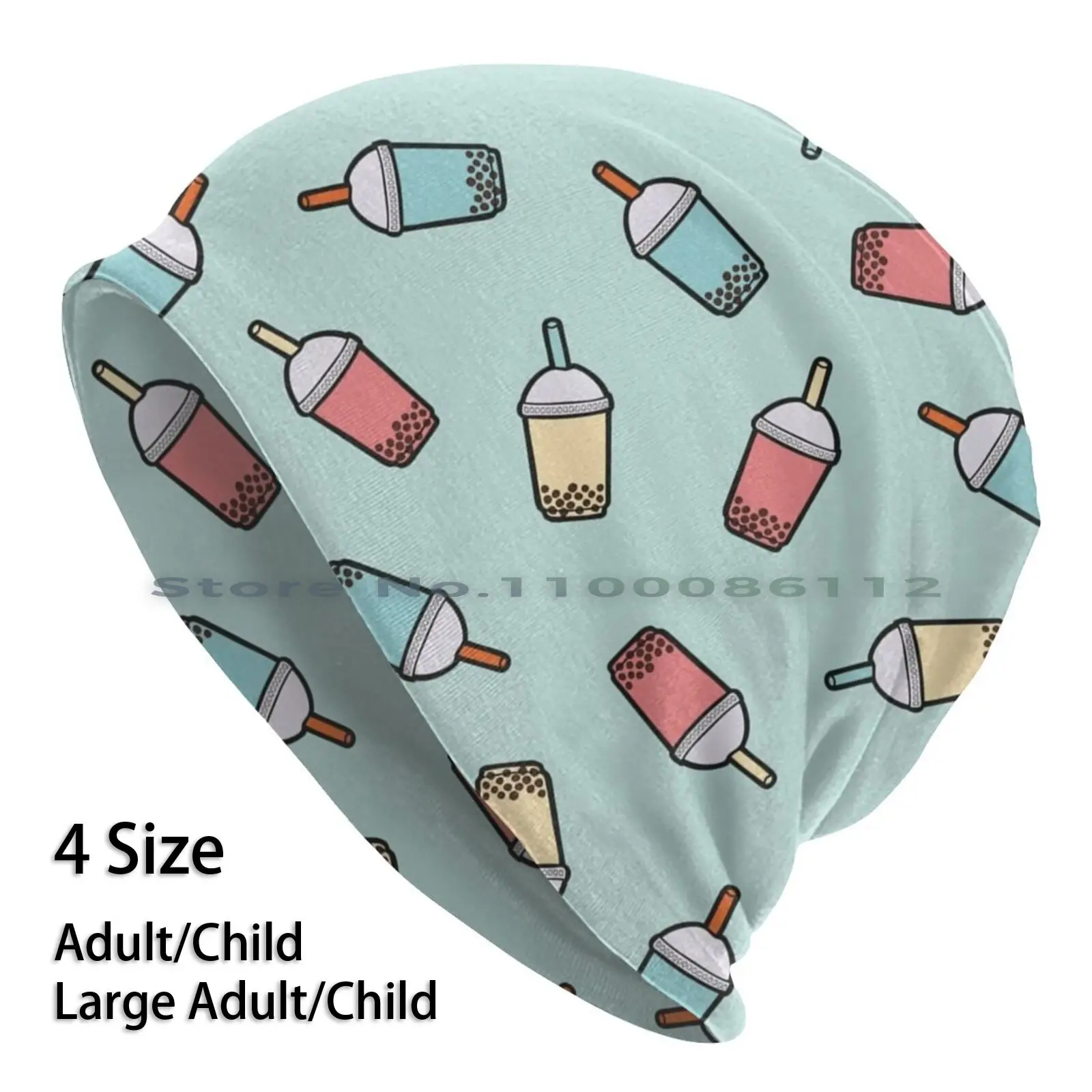 Bubble Tea Pattern In Berretti Alla Menta Cappello Lavorato A Maglia Bubble Tea Taro Bubbles Foodie Frutta Palline Di Tapioca Tazza Bere Perla Boba Mi