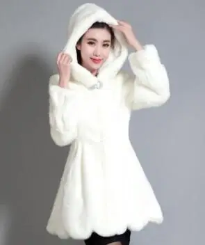 Белый Осень Зима S-3XL Женское зимнее пальто с капюшоном из меха норки винтажное белое черное пальто большого размера из искусственного лисьего меха с Свитшот - Цвет: Белый