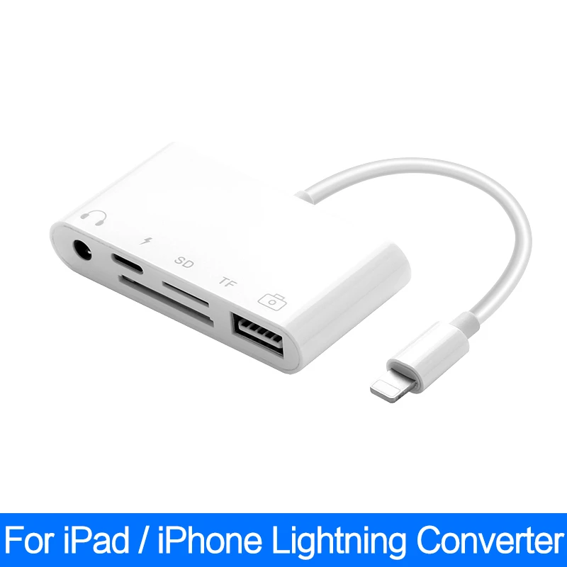 Adaptador OTG Lightning convertidor a lector de tarjetas HDMI 3,5mm Carga USB para Apple iPad X XR XS 11 12 Pro Max SE Cable y cables de - AliExpress