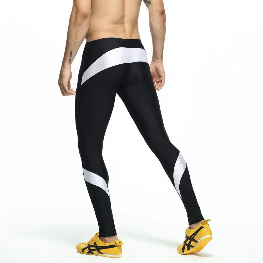 Модные мужские брюки для отдыха, эластичные нейлоновые штаны для тренировок, компрессионные кальсоны для фитнеса, Корректирующее белье для дома и улицы - Цвет: White-Black