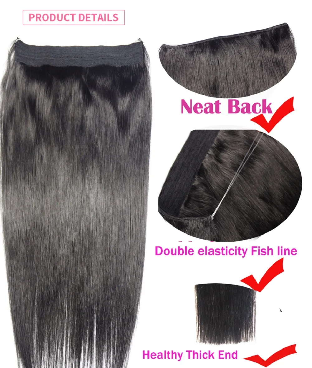 ZZHAIR Brazilian Human Remy Hair Extensions 16"-26" Fish Line 160g 180g One Piece No Clips 1pcs Set Natural Straight