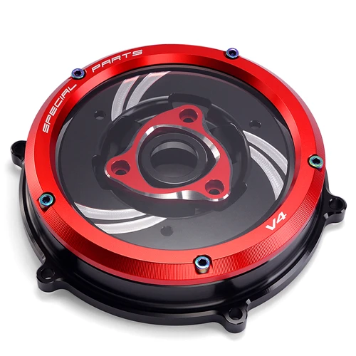 BJMOTO CNC Racing Прозрачная крышка сцепления и пружинный фиксатор R для Ducati Panigale V4 Speciale V4S мотоцикл - Цвет: Красный