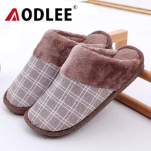 Зимние плюшевые мужские тапочки; модные брендовые плюшевые меховые теплые тапочки на зиму; удобные износостойкие теплые домашние тапочки; AODLEE