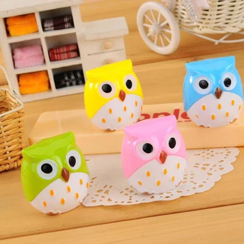 

4 Pcs/set Cartoon Mini Owl Pencil Sharpeners Double Hole Pencil Cutter Promotional Gift Stationery Student School Gifts