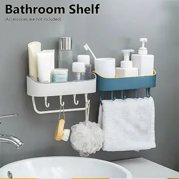 

Punch-free Multi-function Storage Rack Shelves Bathroom Rack Drainer Rectangle Suction Cup Shower Shelf Storage Rack Drainer