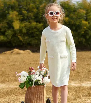 

Girls' knitting dress 2020 Spring Temperament girl fashion dress Size 110-150cm Good quality Kids Dresses