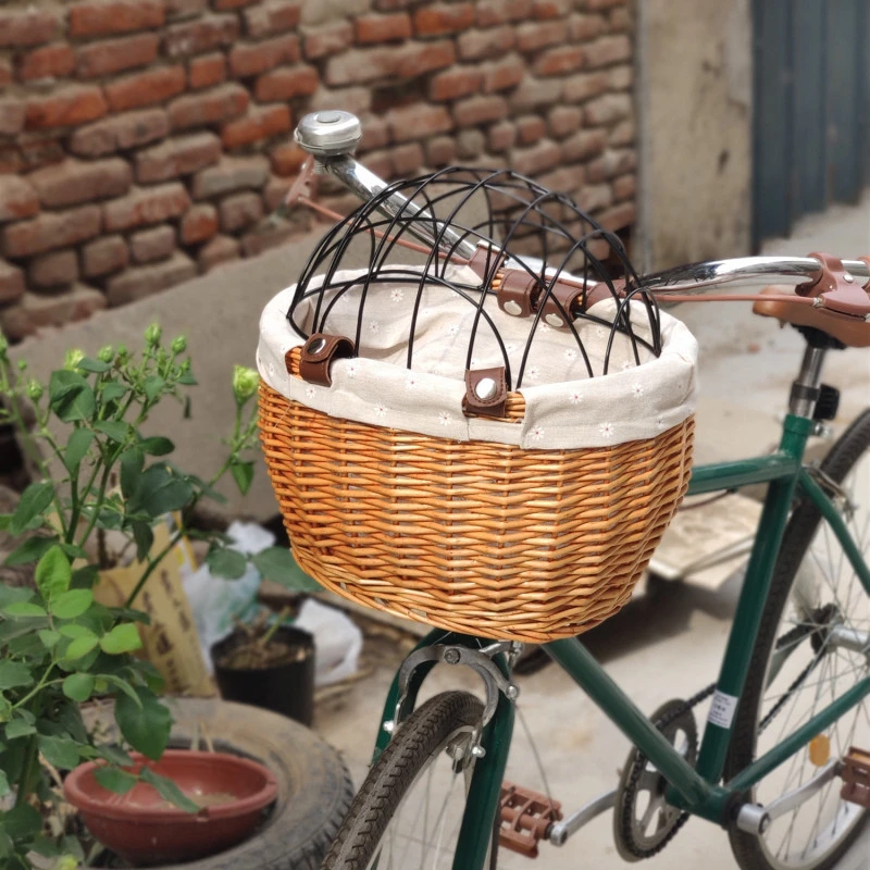 Nieuwe betekenis Inheems deed het Rotan Geweven Opslag Mand Rieten Fietsmand Huisdier Mand Kat Kooi Met  Deksel Geweven Winkelmandje Front Voor EF1 Bike|Fietstassen| - AliExpress