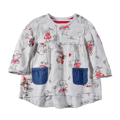 Vidmid детский платья для маленьких девочек; Новая одежда из хлопка с аппликацией животных одежда принцессы платье для девочки платья с длинным рукавом