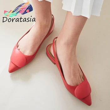 

DORATASIA Girl Elegant Shallow OL Sandals Summer Office Genuine Leather Sandals Women Mature High Heels Shoes Woman