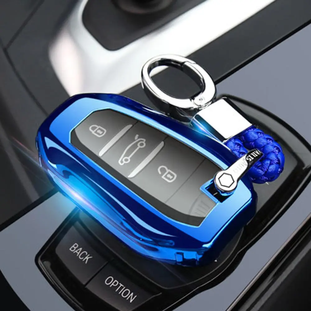 Защитная крышка для PEUGEOT 2008/301/307/3008/308/407/408/4008/508 3 кнопки ТПУ чехол для ключей автомобиля кошелек Смарт брелок 3 кнопки - Название цвета: Option 4