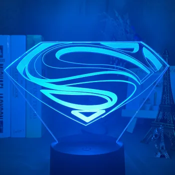 

3d Optical Table Lamp Superman Logo Nightlight for Home Decoration Touch Sensor Led Night Light Lamp for Event Prize