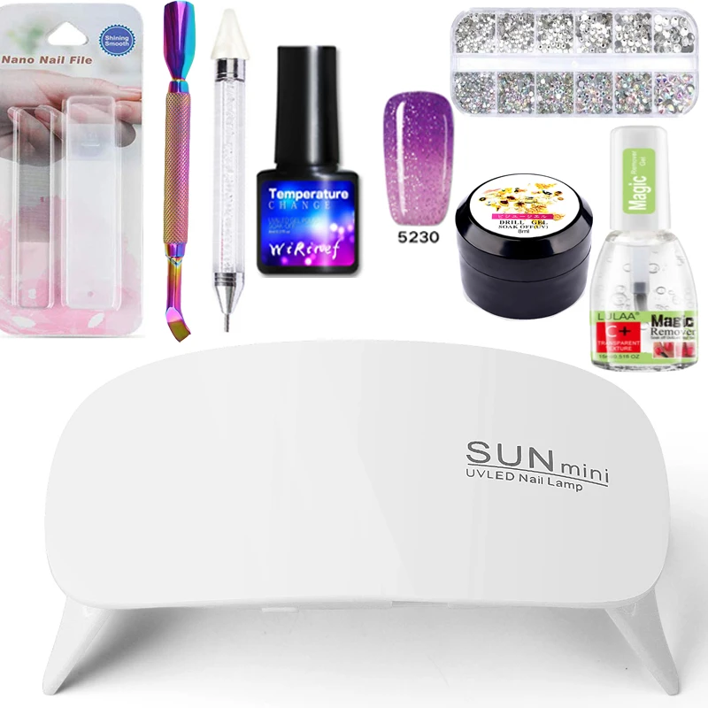 Professional Nail Dead Skin Shear Point Drill Pen Diamond Glue Dryer Portable Set 6W UV LED Lamp and Gel Sleeve Decorations | Красота и