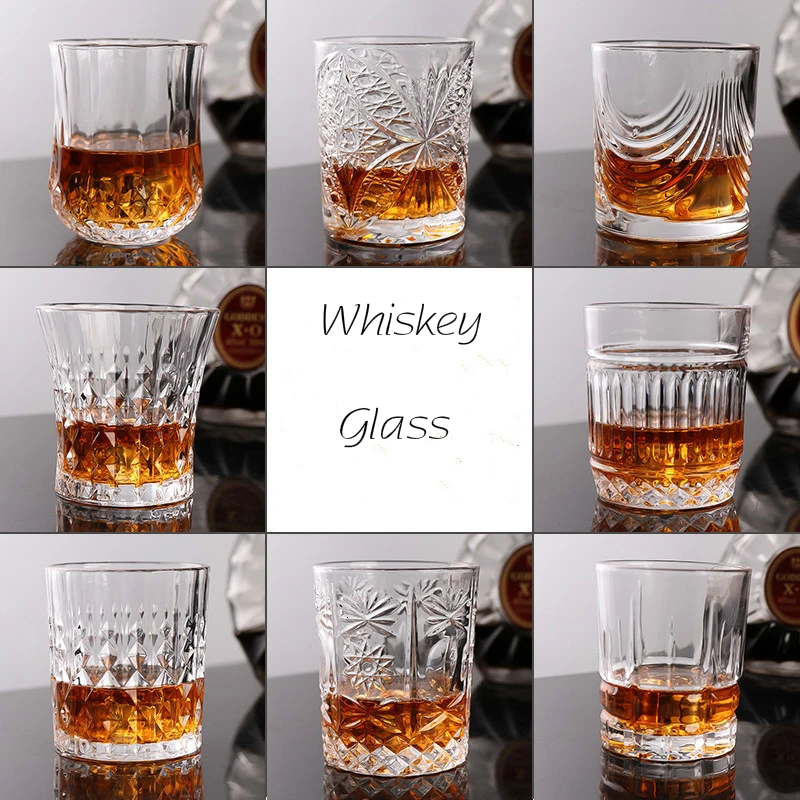 

6PCS Originality Lead-free Heat Resistant Transparent Crystal Beer Whiskey Brandy Vodka Cup Multi Pattern Drinkware Bar Gifts