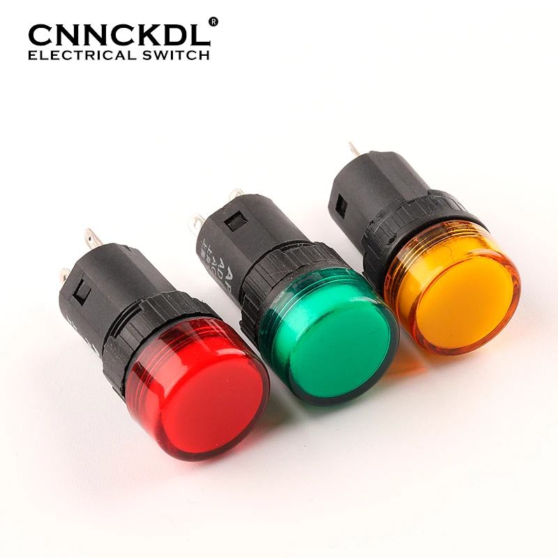 

16mm AD16-16E LED Indicator Lamp Signal Pilot Lamp Power 2 Pin Indicator light 12V/24V/110V/220V/380V Red Green Yellow