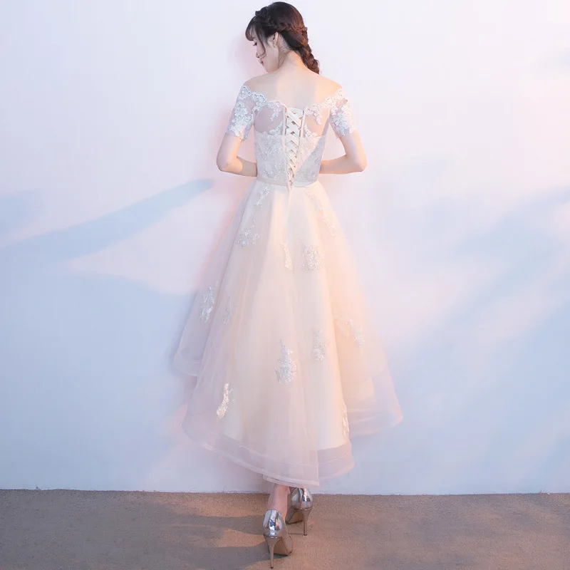 DongCMY Новое бежевое кружевное платье подружки невесты Плюс Размер Vestido выпускное платье
