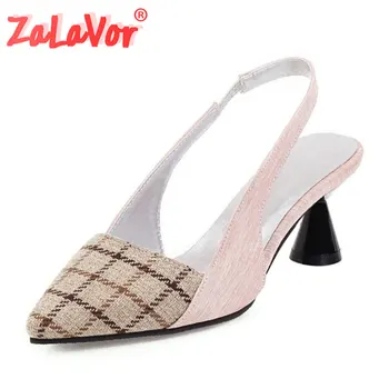 

ZALAVOR Women Pumps Shoes Fashion Slip On Shallow Mouth Shoes Women Special Heels Mixed Color Pointed Toe Footwear Size 32-48