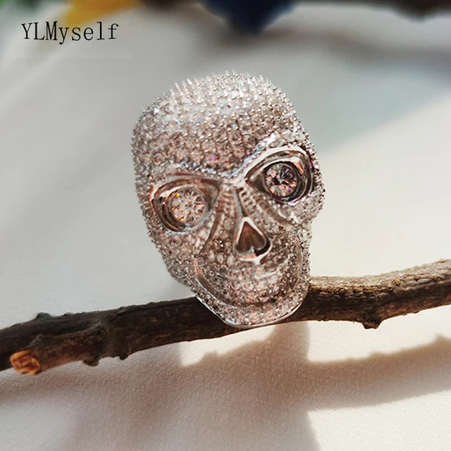 Cool Rock Big Stones Full stones Jewelry Skull-Design Large Rings for Cocktail party Neo goth Jewellery Women 2