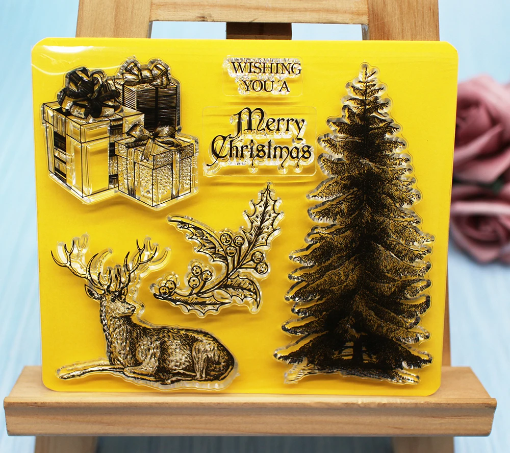 christmas tree clear stamps scrapbooking for photo card making craft Fun Decoration Supplies flower lace rubber stamp set