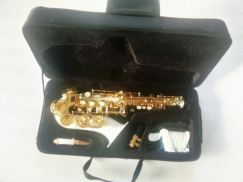 Высококачественный сопрано саксофон белый саксофон изогнутый сопрано sax фитинговые соединения в комплекте