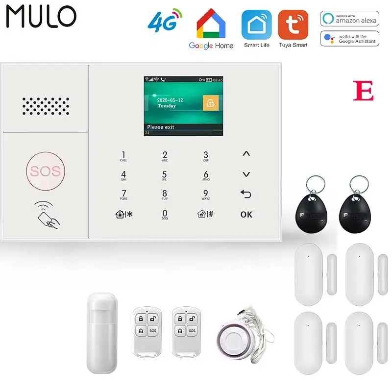 wireless security keypad MULO 4G 3G Security Alarm Systems for Home with Smart Motion Detector and Door Sensor PG108 security alarm keypad Alarms & Sensors