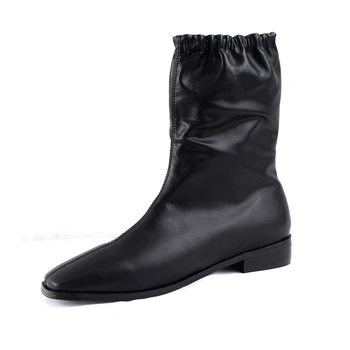 

Ankle boots 2020 autumn and winter new boots women's Square-heeled elastic boots large size boots 43-44 woman Ankle Boots