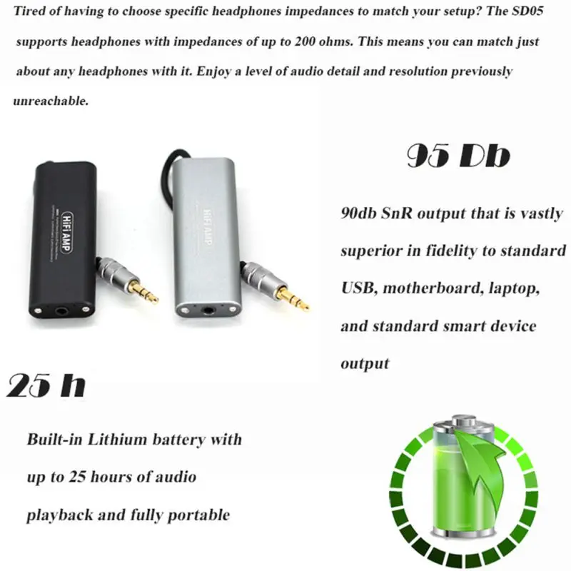 High End Small Audio HiFi Amplifier Rechargeable Stereo Earphone Headphone Power Amplifier
