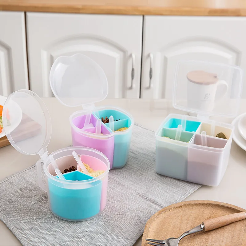 Новая коробка для хранения соли и перца с 3 ячейками крышкой контейнер специй