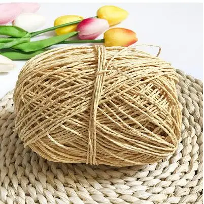 beige yellow 200 г/лот Органическая пряжа для вязания соломенные из пальмового волокна веревочная пряжа цельная пряжа для вязания крючком для DIY шляпы ручной работы корзины ручной работы ручные изделия - Цвет: beige yellow
