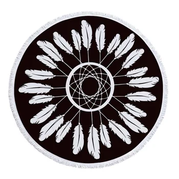 

Microfiber round Beach Towel Bath Towel Plant Printed Webbing SU 150cm Adult Colorful Quicksand Pattern