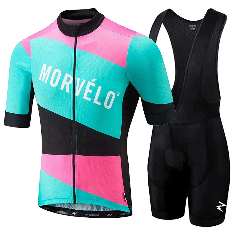 

Morvelo 2020 Men Summer Clothing cycling Clothes kits short sleeve bib shorts men's Breathable Bib Shorts maillot ciclismo set
