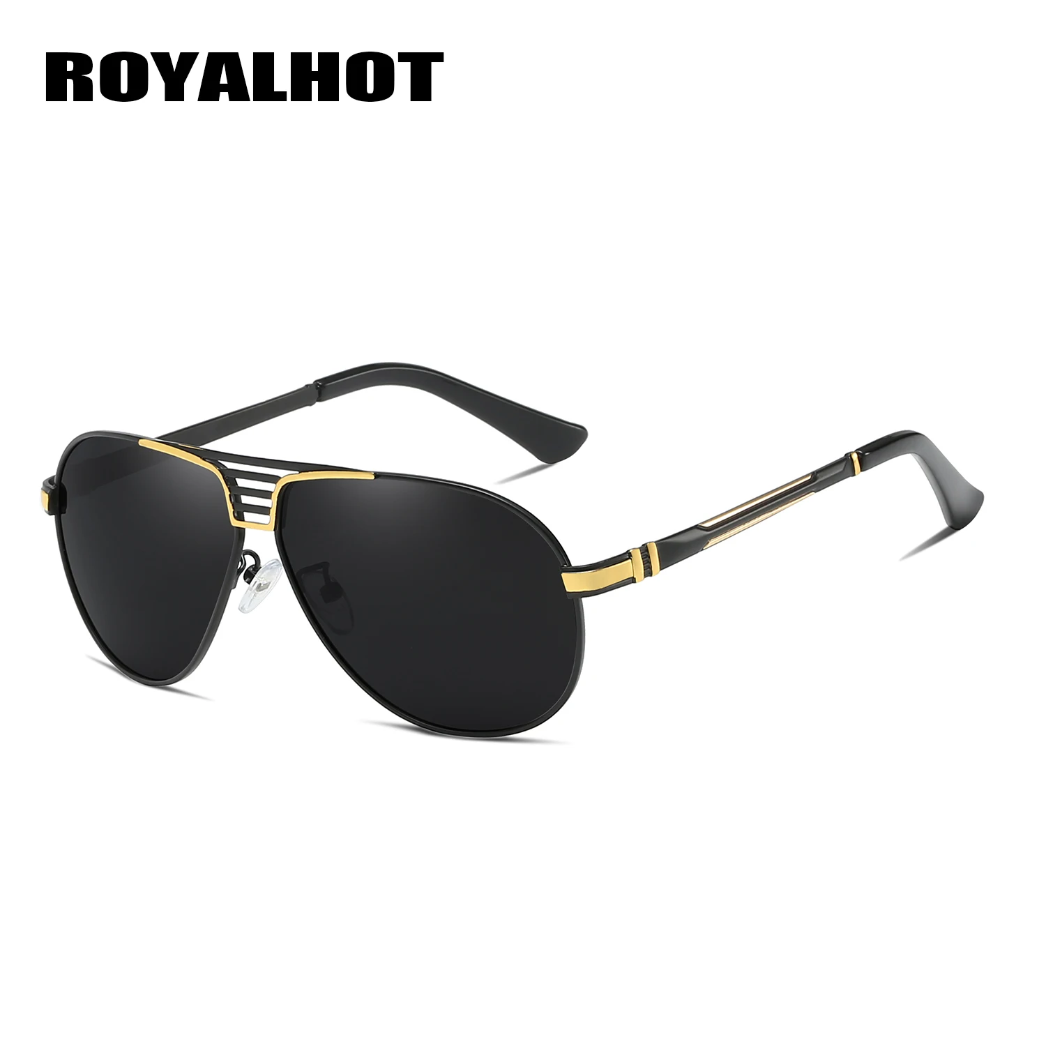 RoyalHot, поляризационные, овальная оправа, солнцезащитные очки для мужчин и женщин, для вождения, солнцезащитные очки, очки, Oculos masculino, мужские, 90090 - Цвет линз: Black Gold