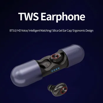 

V8 TWS Earphone BT5.0 Wireless Earphones HD Voice Intelligent Matching Silica Gel Ear Cap Headset Bluetooth Earphone Handfree