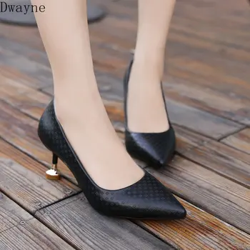 

Elegant High Heels Stiletto Shallow Mouth Black Work Shoes 2019 Autumn New Korean Fashion Single Shoes 6 Cm Comfort Womens Shoes