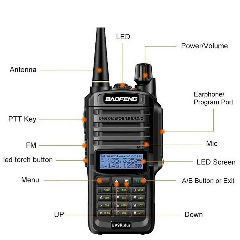 Baofeng UV-9R Plus Walkie Talkie 5 Вт 10 км Диапазон VHF UHF Двухдиапазонный портативный 2 способ радио IP67 водонепроницаемый пылезащитный высокое качество