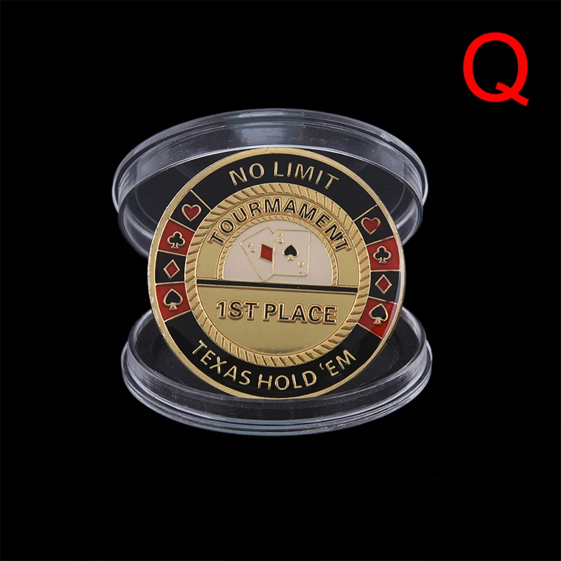 Q Покер чип с коробкой металлический Банкер пресс-карта Texas Hold'em аксессуары СУВЕНИР Памятные монеты Porker звезда протектор - Цвет: Q